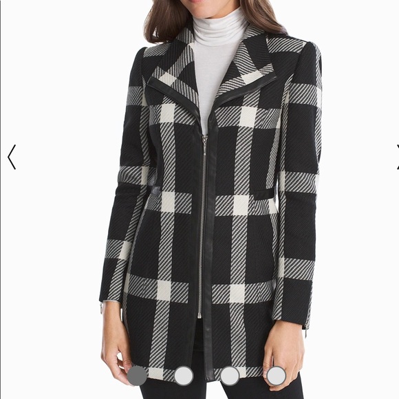 White House Black Market Jackets & Blazers - White House Black Market Wool Blend Plaid Coat